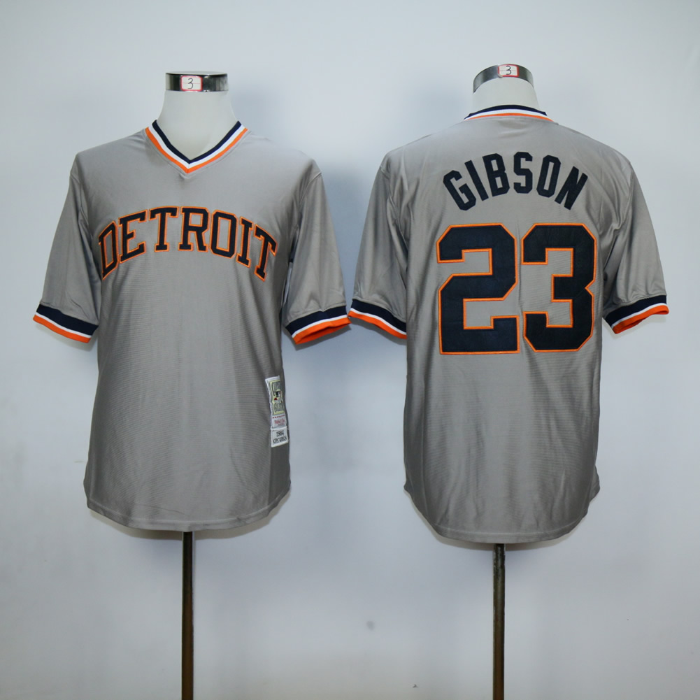 Men Detroit Tigers #23 Gibson Grey Throwback MLB Jerseys->detroit tigers->MLB Jersey